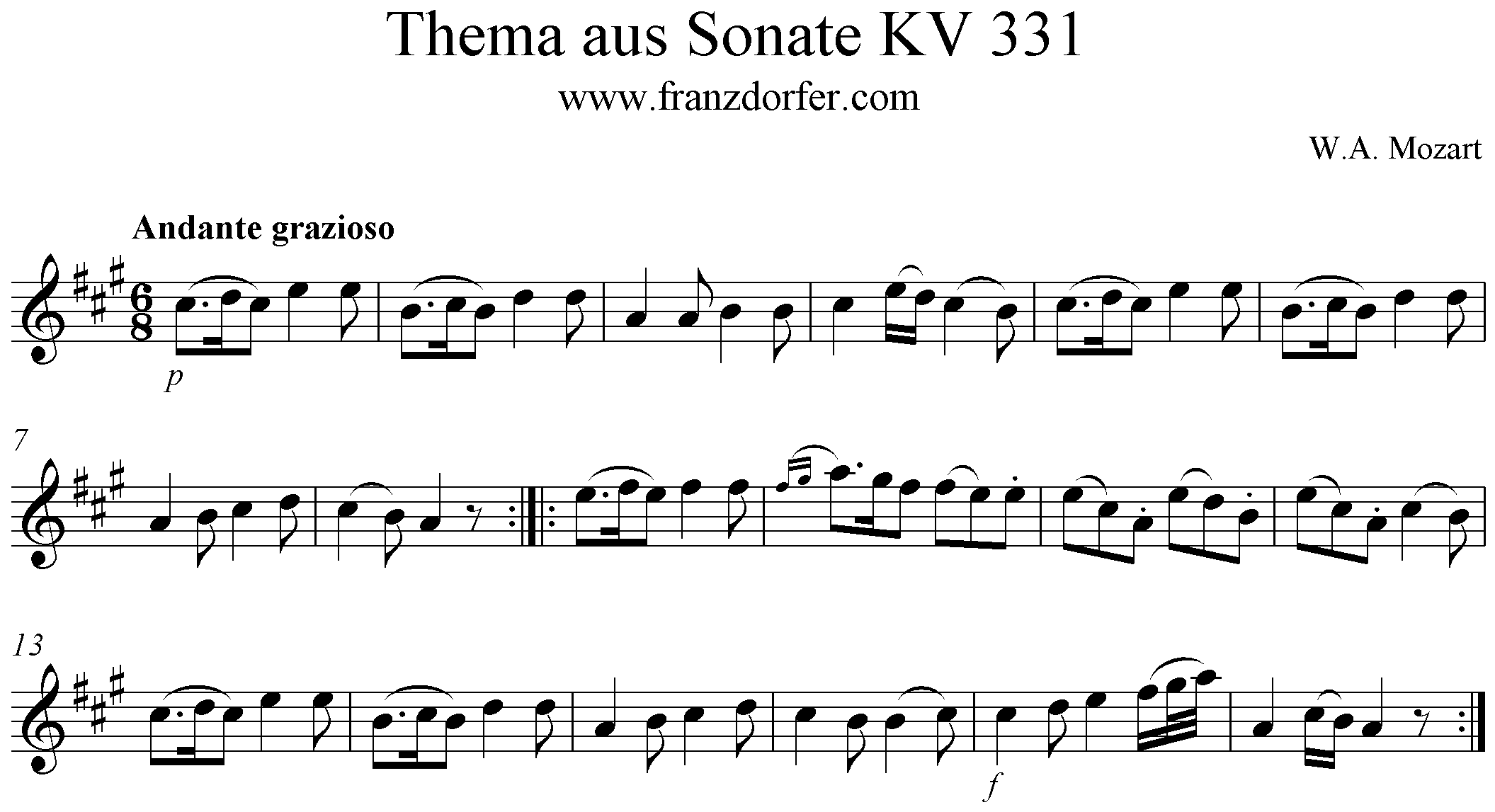 Andante grazioso KV 331 - Theme, Solopart